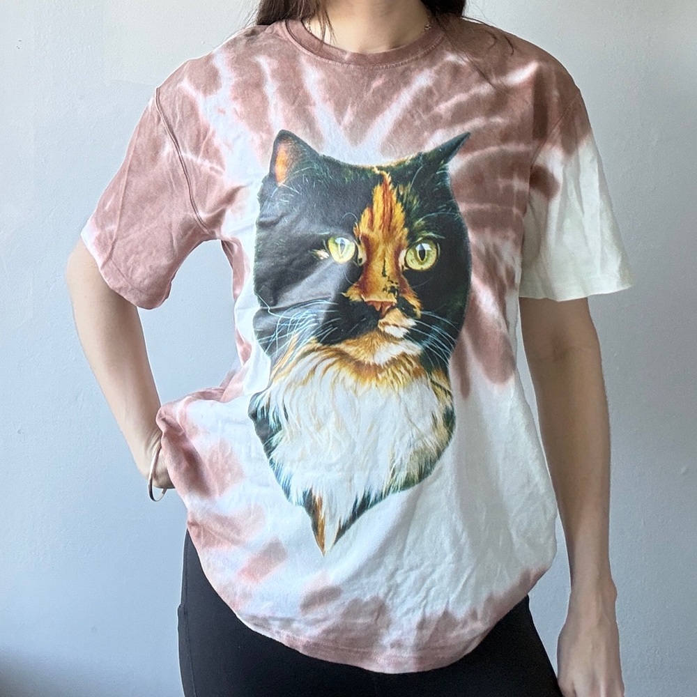 JW ANDERSON Brown and White Cat Print T-Shirt